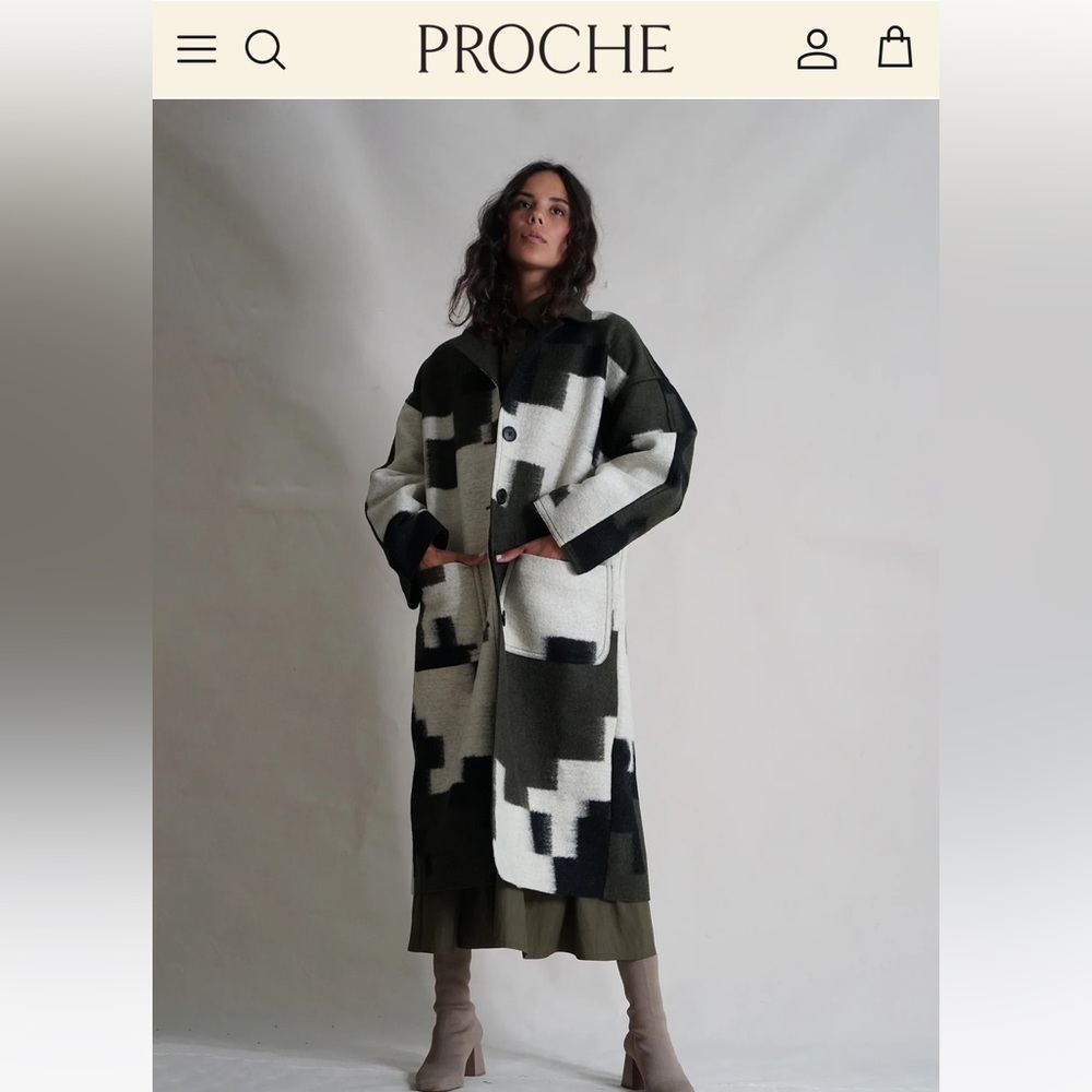 ISO Proche ABSTRACT REVERSIBLE WOOL OVERCOAT